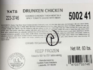 Ready-to-Eat Drunken Chicken Recalled Over Undeclared Allergens